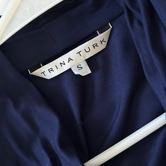 Trina Turk Navy Sleeveless Jersey Short Dress w/ Tie Draped Scoop Neck Sz 0 - Picture 6 of 8